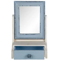 Staande tafelspiegel met lade blauw