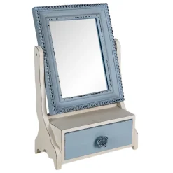 Staande tafelspiegel met lade blauw