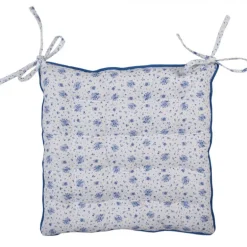 Stoelkussen met foam roosjes blauw