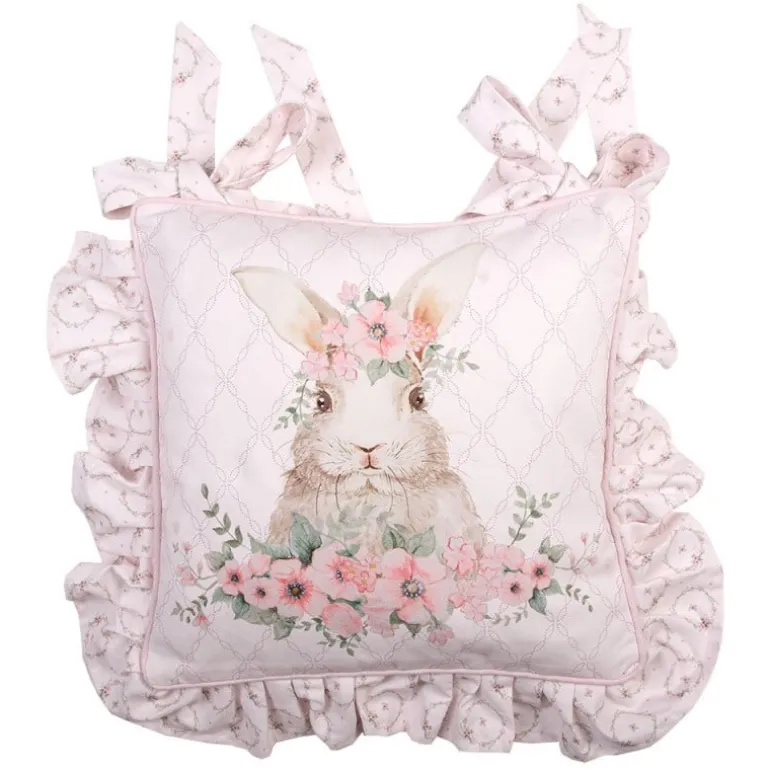 Stoelkussenhoes met ruche Floral Easter Bunny