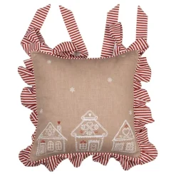 Stoelkussenhoes met ruche Kerst Gingerbread