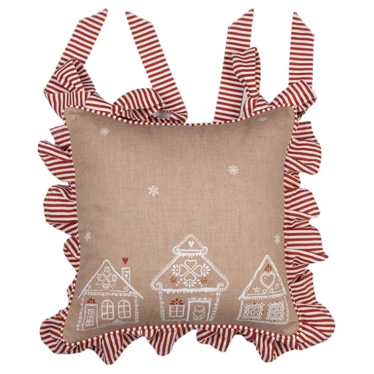 Stoelkussenhoes met ruche Kerst Gingerbread