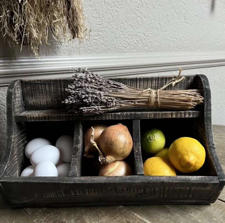 Stoer landelijk gruttersbakje vergrijsd 21*35*15