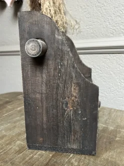 Stoere houten keukenrolhouder met lade vergrijsd 28*33*15