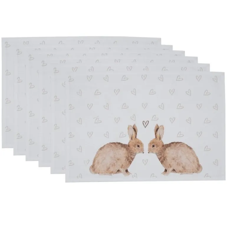 Stoffen placemats (6) Bunnies in Love