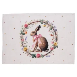 Stoffen placemats (6) haas en roosjes roze