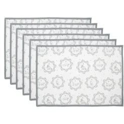 Stoffen placemats (6) wit/grijs kat