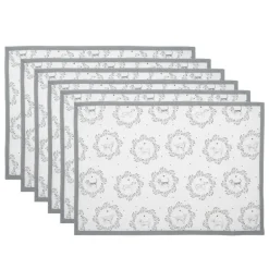 Stoffen placemats (6) wit/grijs hond
