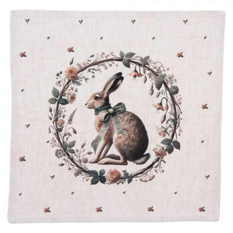 Stoffen servetten (6) haas en roosjes groen