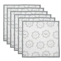 Stoffen servetten (6) wit/grijs hond