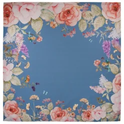Tafelkleed blauw met bloemen 100*100