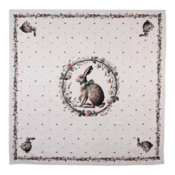 Tafelkleed haas en roosjes groen 100*100