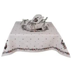 Tafelkleed haas en roosjes groen 100*100