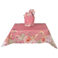 Tafelkleed roze met bloemen 100*100