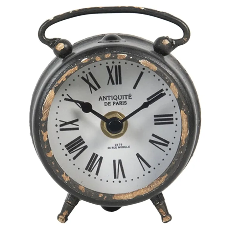 Tafelklokje brocante look zwart 9*4*10