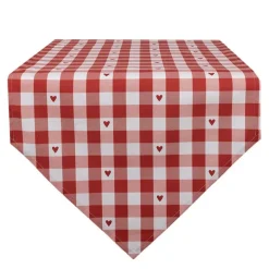 Tafelloper Love It hartjes rood/wit
