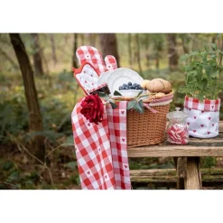 Tafelloper Love It hartjes rood/wit