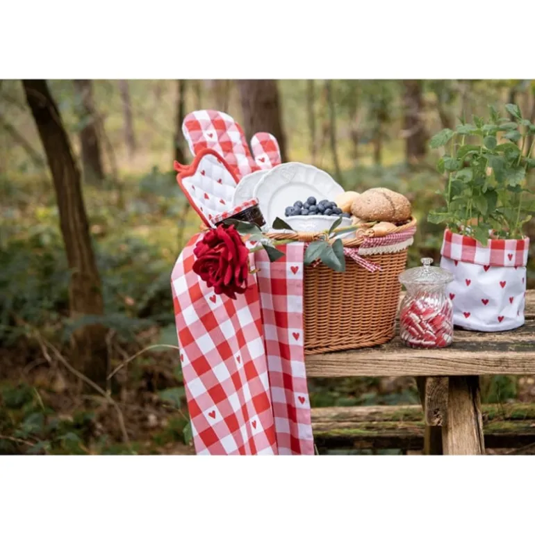 Tafelloper Love It hartjes rood/wit