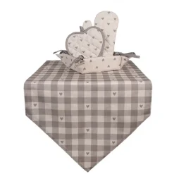 Tafelloper Love It hartjes beige/grijs 50*160