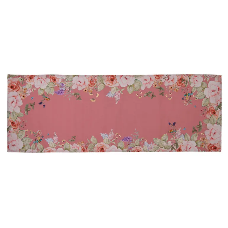 Tafelloper roze met bloemen 50*140