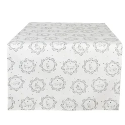 Tafelloper wit/grijs kat 50*140