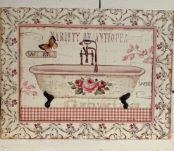 Tekstbord / wandplaat bad - roos - vlinder