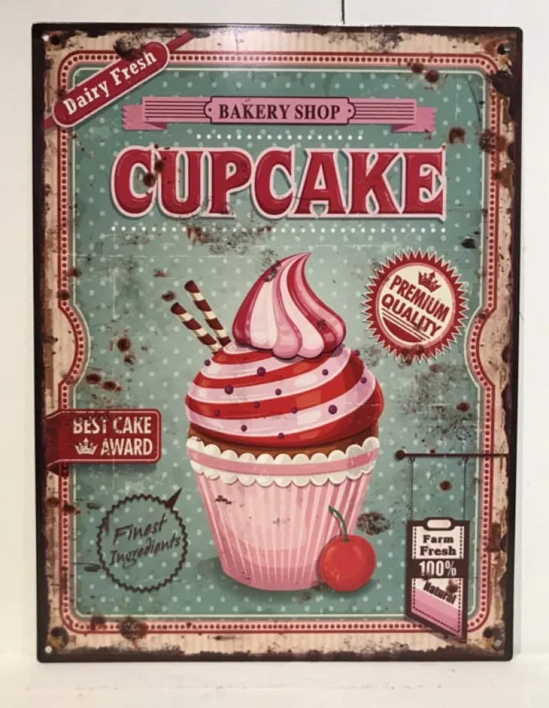 Tekstbord / wandplaat Bakery Shop Cupcake 25*33