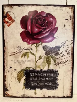 Tekstbord / wandplaat Roos Parfumer 25*33