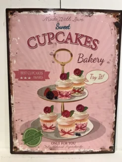 Tekstbord / wandplaat Sweet Cupcakes 25*33