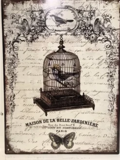 Tekstbord / wandplaat Vogelkooi 25*33