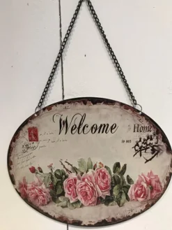 Tekstbord Welcome rozen ovaal 25*20