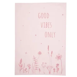 Theedoek Good vibes only roze