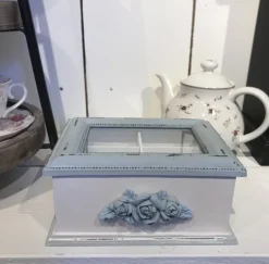 Theedoos met roos 4-vaks