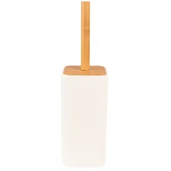 Toiletborstelhouder wit met hout