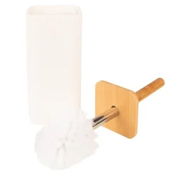 Toiletborstelhouder wit met hout