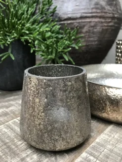 Vaas / waxinelichthouder brons