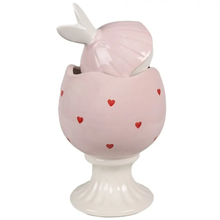 Voorraadpot ei roze 13*25