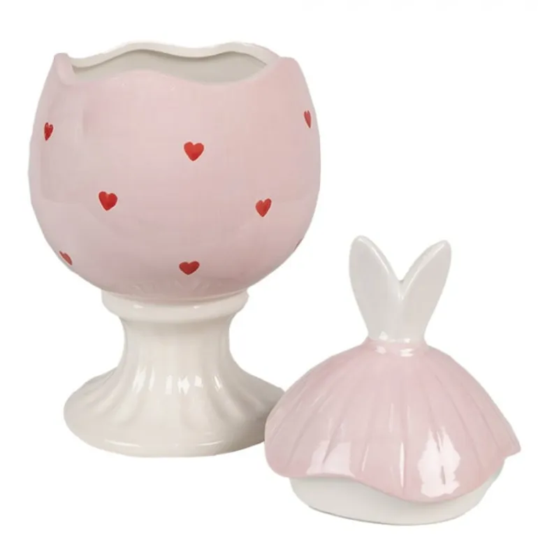 Voorraadpot ei roze 13*25