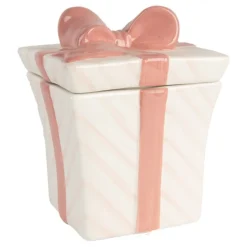 Voorraadpot Kado roze/wit keramiek 14*14*17
