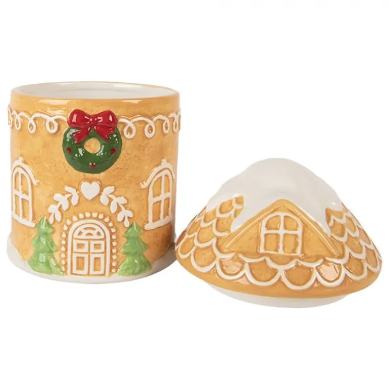 Voorraadpot met deksel peperkoek huis 13*17