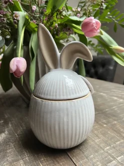 Voorraadpot met oren grijs 12*21