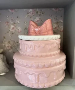 Voorraadpot taart roze keramiek 13*15