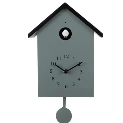 Wandklok met vogelgeluid groen/zwart 20*10*26