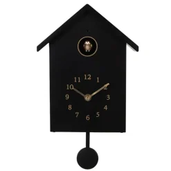 Wandklok met vogelgeluid zwart 20*10*26