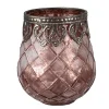 Waxinelichthouder glas roze 9*11