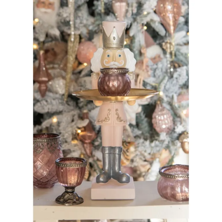 Waxinelichthouder glas roze 9*11