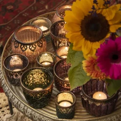 Waxinelichthouder glas roze 9*11