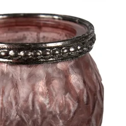 Waxinelichthouder glas roze 7*6