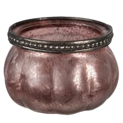 Waxinelichthouder glas roze 9*6