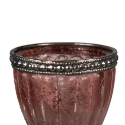 Waxinelichthouder glas roze 6*8